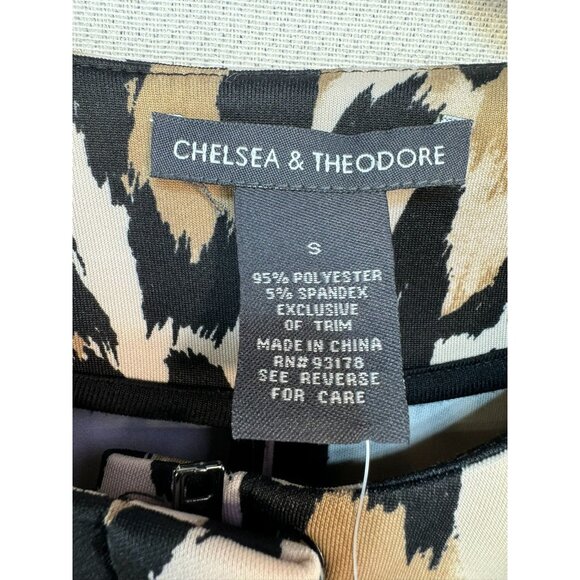 Chelsea & Theodore Womens Leopard Print Scuba Jacket S Brown Black - Picture 2 of 13